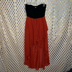 Trac Halloween flowy high low strapless backless dress size S